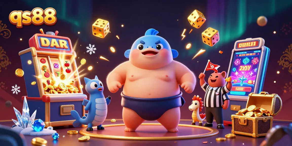 Experience the excitement of qs88 with lively characters and jackpot scenes in a vibrant casino setting.