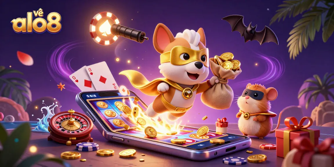 Experience winning excitement at về alo8 with vibrant cartoon superheroes in a casino adventure.