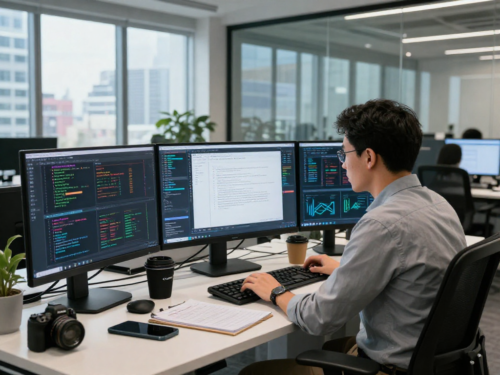 Advanced document fraud detection analysis in a modern workspace with data visualization.