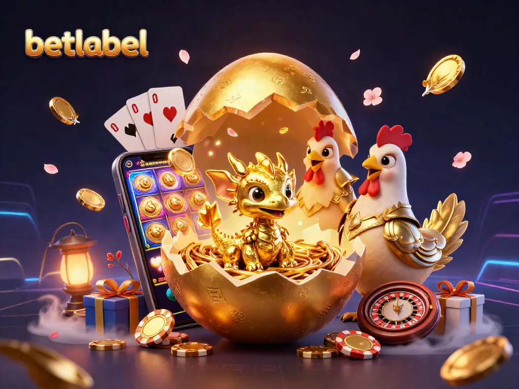 Experience the excitement of betlabel with a golden baby dragon revealing big wins in a casino scene