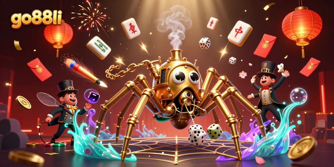 Engage in thrilling gameplay at go88li with a vivid illustration of steampunk elements and casino games.