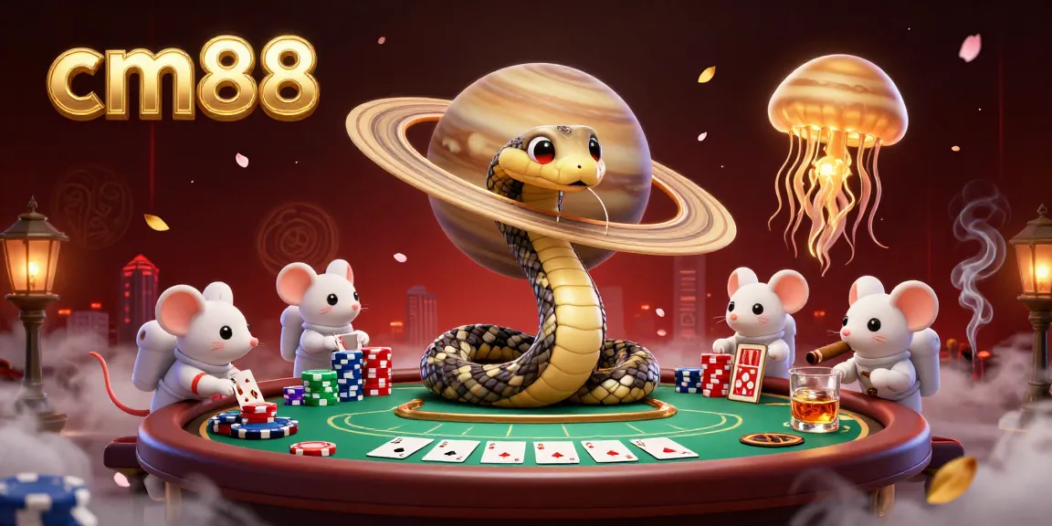 Experience cm88 in this vibrant 3D casino illustration with playful characters betting on a roulette wheel.