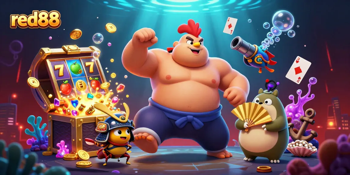 Engage with red88's slot game excitement featuring dynamic characters amidst underwater treasures.