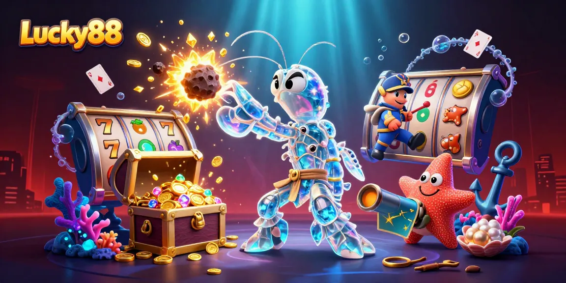 Win with Lucky88 as the galactic samurai shrimp battles through a treasure-laden explosion of gems and coins.