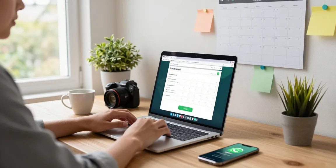 Engaged user utilizing WhatsApp電腦版 in a modern workspace, showcasing productivity and communication.