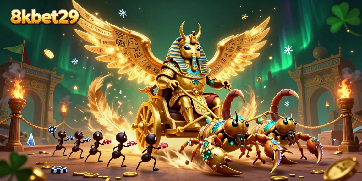 Join the action at 8kbet29 with a vibrant scene of gaming excitement and colorful characters.