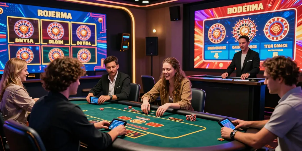Giocatori coinvolti in una sessione di gioco dal vivo in un casino non AAMS, che mostrano interfacce digitali emozionanti e un'atmosfera vibrante.