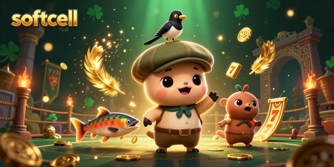 Experience exciting gameplay and golden wins with softcell in this vibrant casino scene!