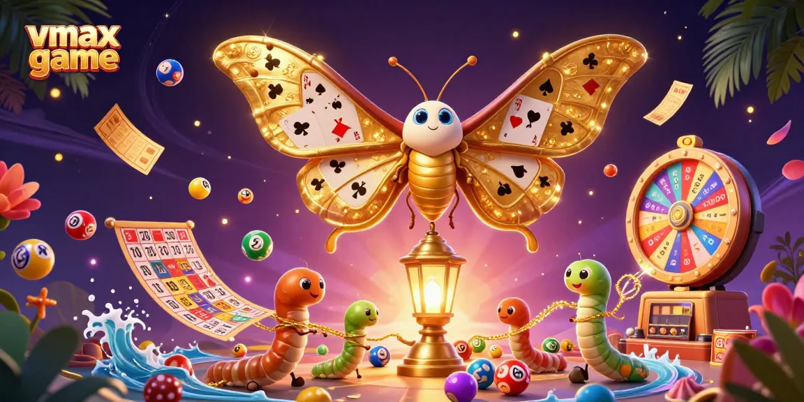 Experience the thrill of vmax game as a vibrant 3D moth showcases exciting casino elements.