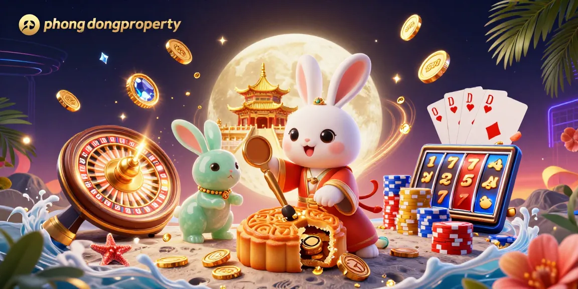 Win big at phuongdongproperty with a vibrant 3D casino scene featuring rabbits and casino elements.